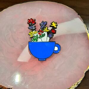 Colorful Floral Cup Enamel Pin